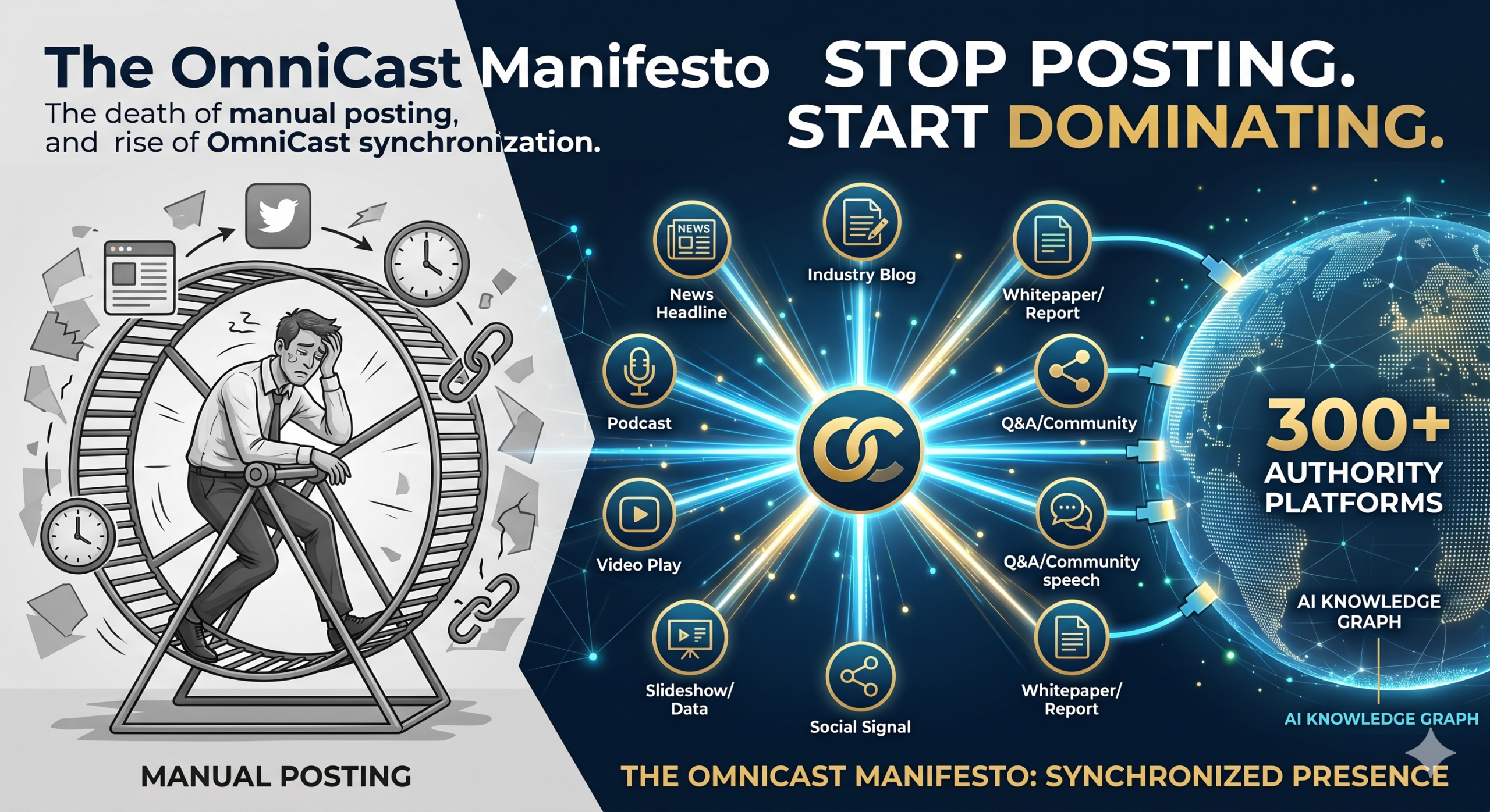OmniCast Manifesto — Why Presence is the New Search Engine and how LeafWorldMedia's 8-format protocol builds AI authority across 300+ platforms